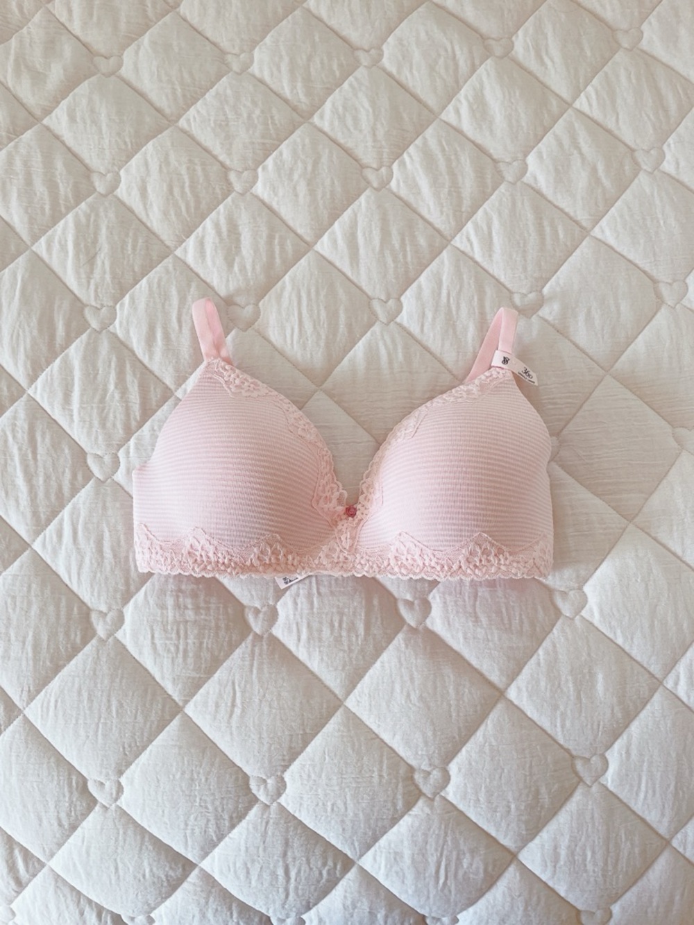 victoria’s secret cotton shadow stripe lightly lined wireless bra angel pink